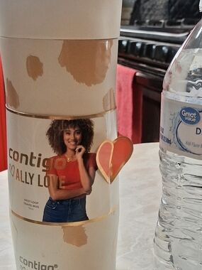 Contigo Cream Travel Mug with Gold Accents and Heart Graphic